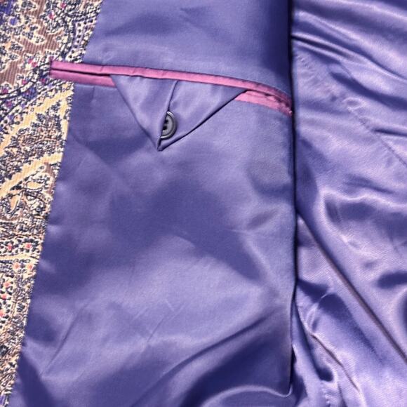 Alan Flusser XXL Corduroy Sport Coat Paisley Brown Purple Boho Y2K Vintage Party - Picture 4 of 11